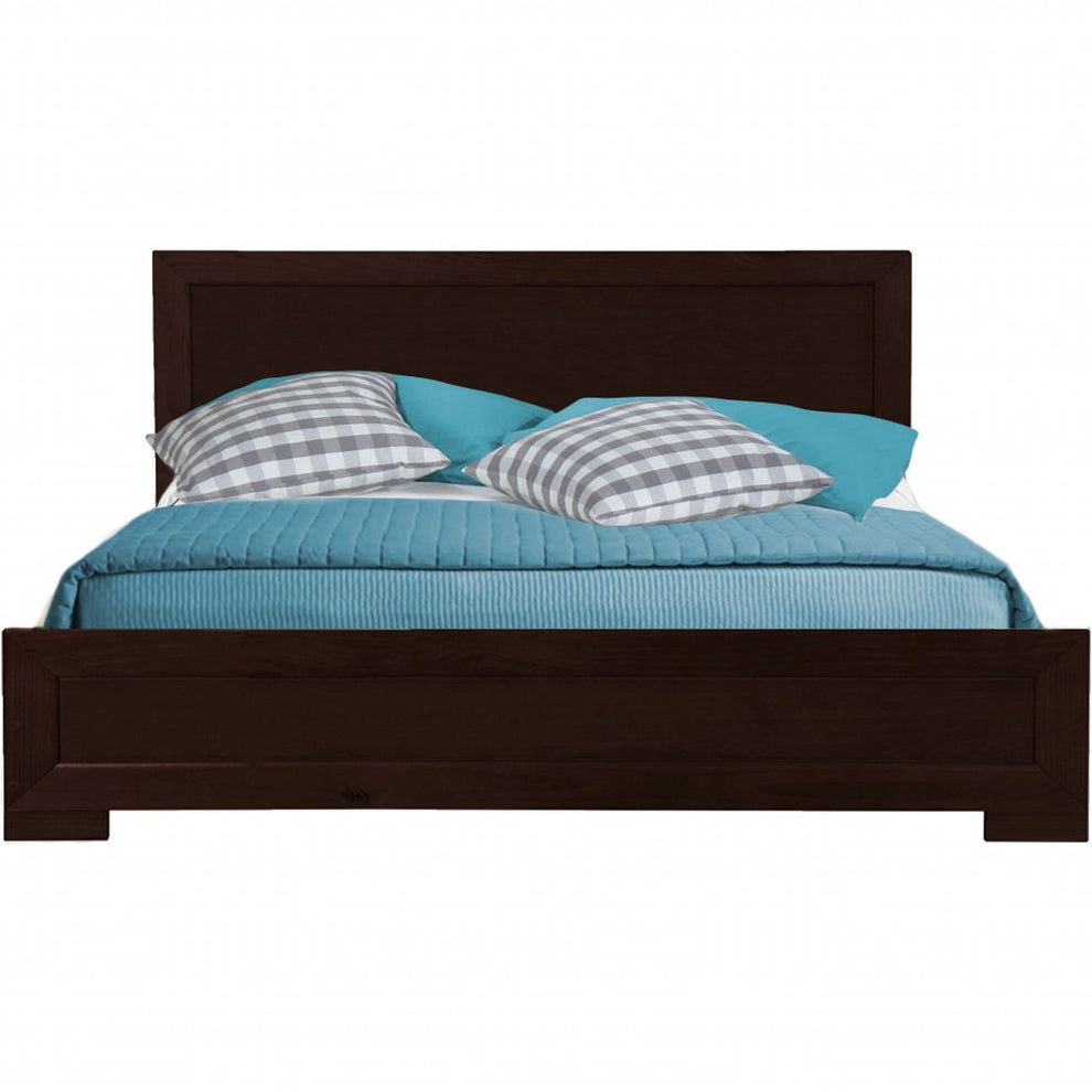 Espresso Wood Queen Platform Bed By Homeroots - 397093 | Beds | Modishstore - 2