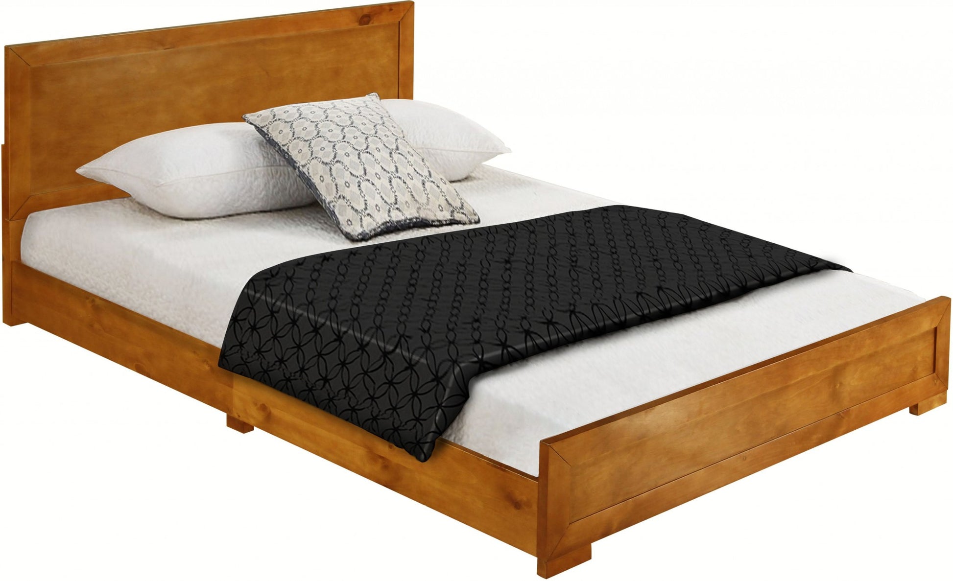 Oak Wood King Platform Bed By Homeroots - 397102 | Beds | Modishstore - 2