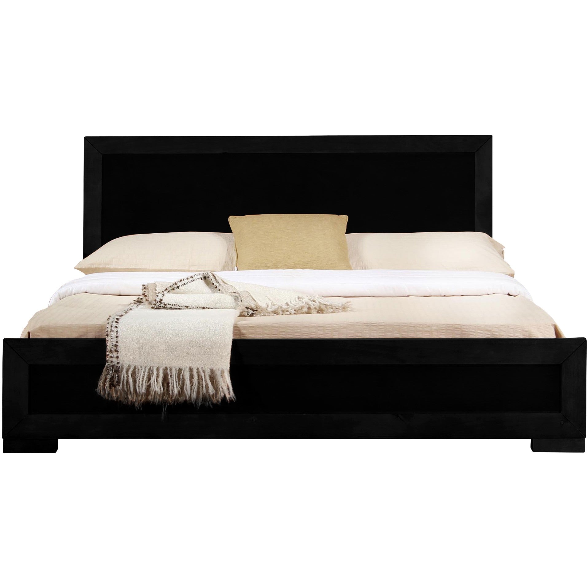 Black Wood Twin Platform Bed By Homeroots - 397111 | Beds | Modishstore - 2