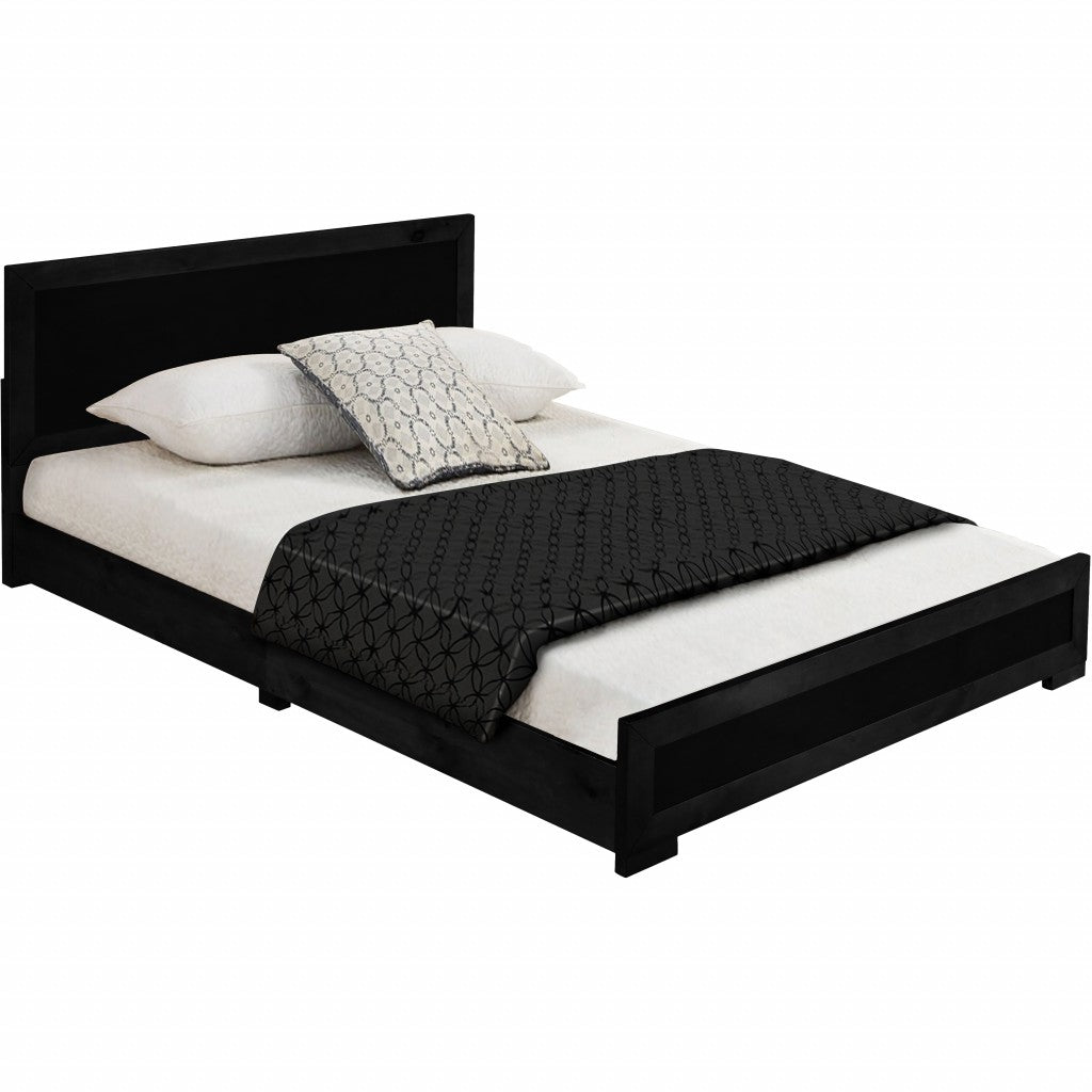 Black Wood Full Platform Bed By Homeroots - 397112 | Beds | Modishstore - 2