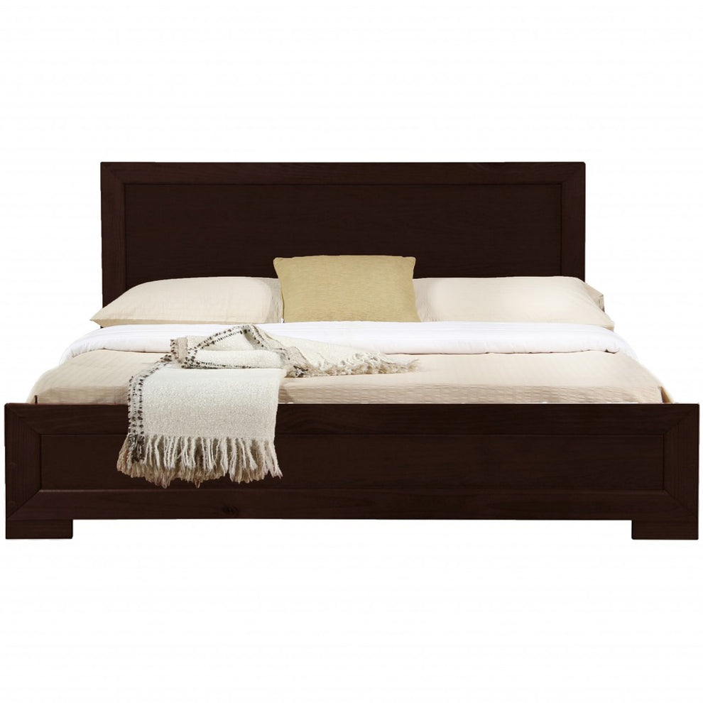 Espresso Wood Queen Platform Bed By Homeroots - 397117 | Beds | Modishstore - 2