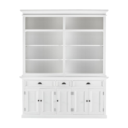 Classic White Hutch Bookcase with 5 Doors and 3 Drawers By Homeroots | Bookcases | Modishstore