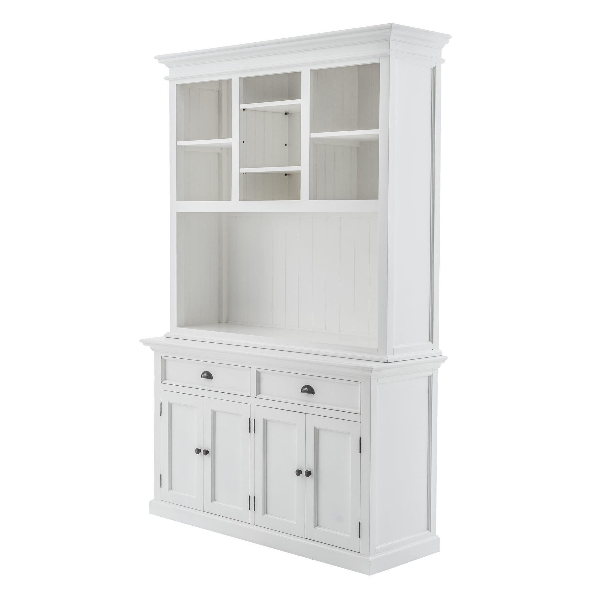 Classic White Buffet Hutch Unit with 2 Adjustable Shelves By Homeroots | Bookcases | Modishstore - 3