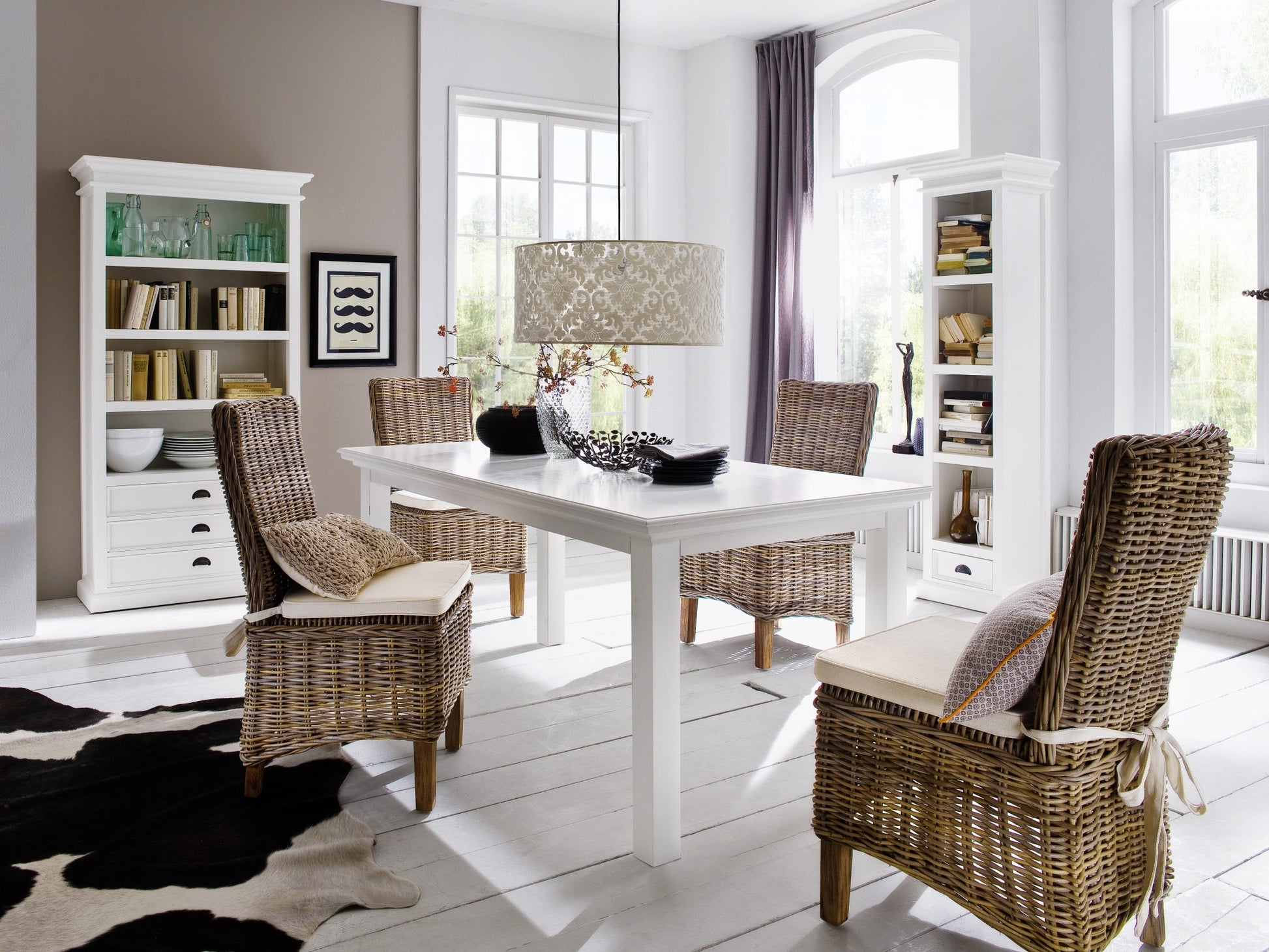 Classic White Bookcase By Homeroots | Bookcases | Modishstore - 7