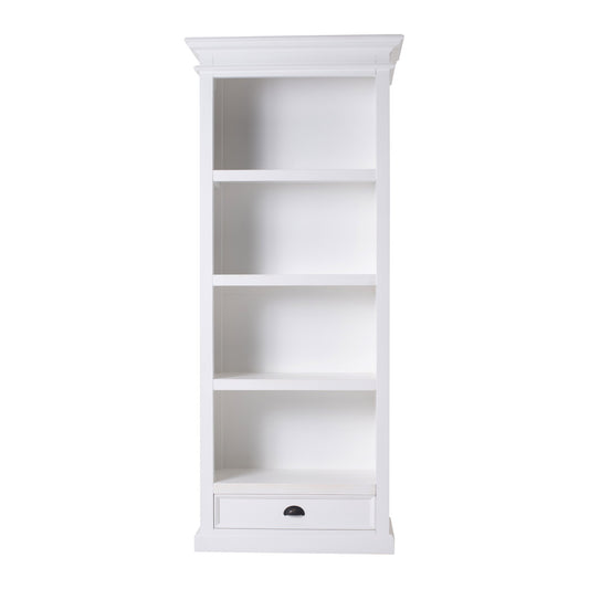 Classic White Bookcase With One Drawer By Homeroots | Bookcases | Modishstore