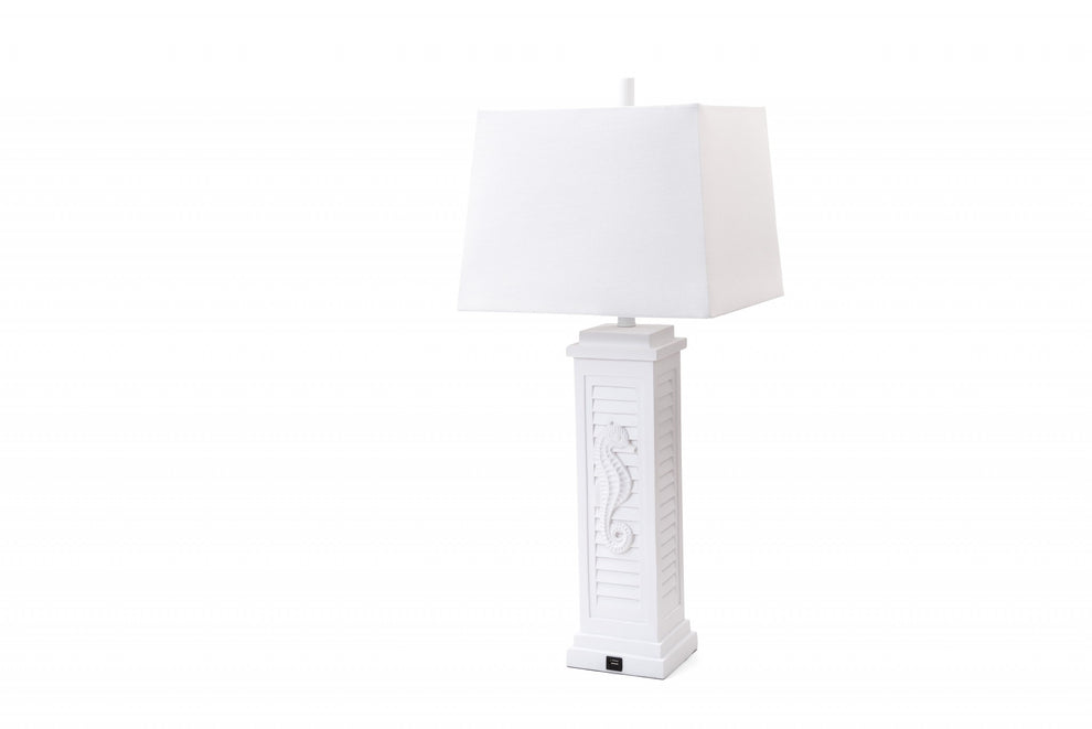 Set of 2 White Seahorse Shutter Base Table Lamps By Homeroots | Table Lamps | Modishstore - 2