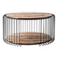 32" Black and Natural Reclaimed Wood and Iron Round Coffee Table By Homeroots | Coffee Tables | Modishstore