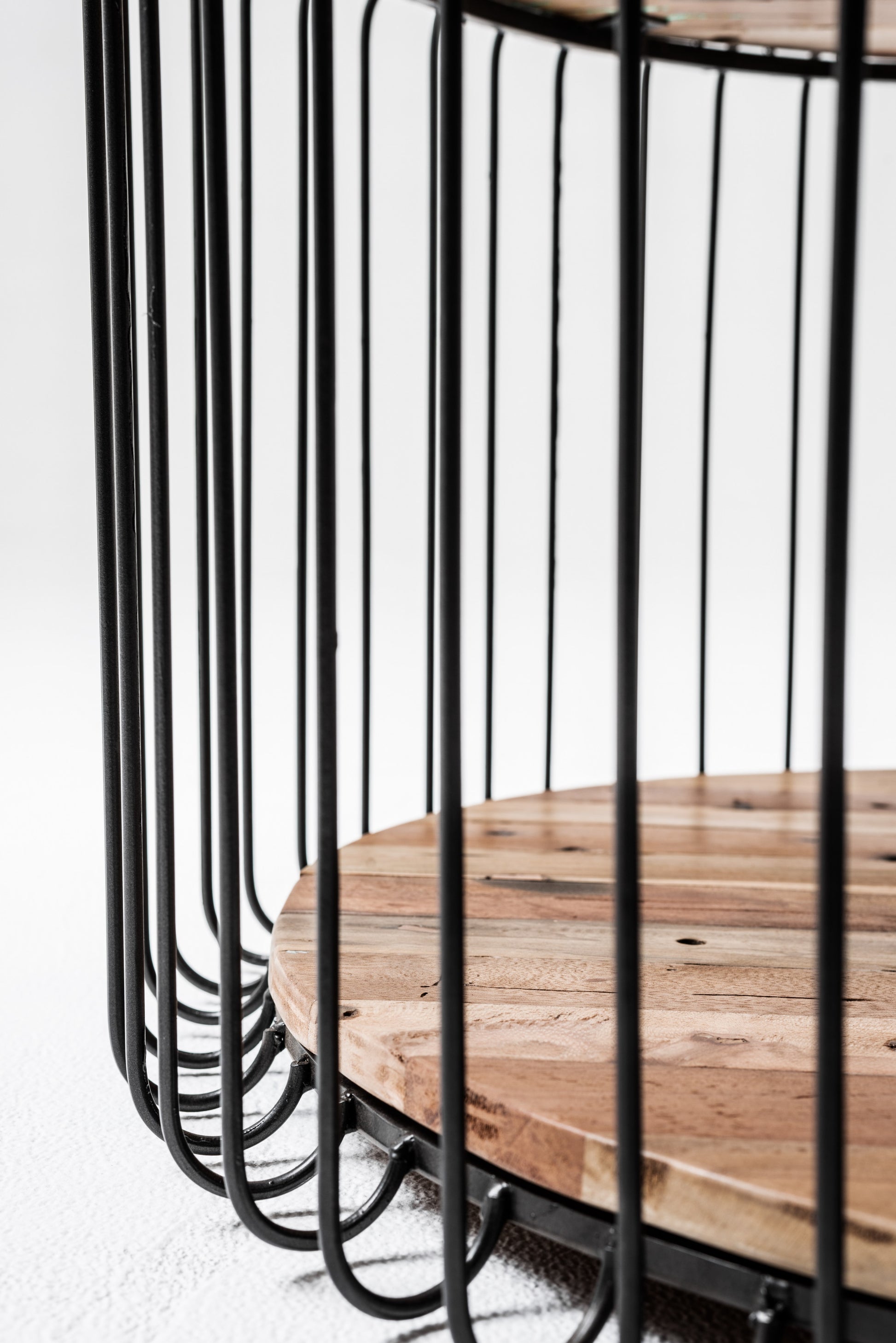 32" Black and Natural Reclaimed Wood and Iron Round Coffee Table By Homeroots | Coffee Tables | Modishstore - 5