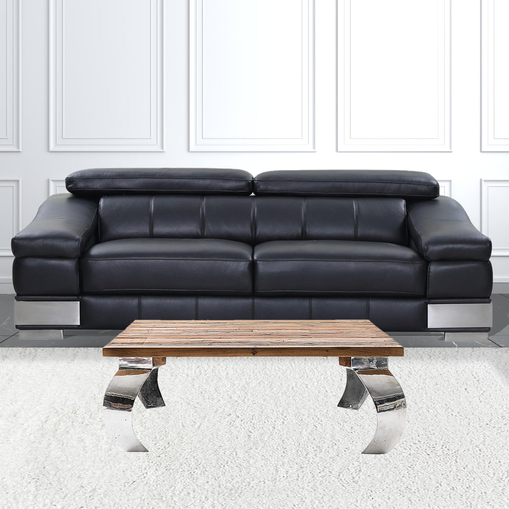 39" Steel And Reclaimed Wood Contemporary Square Coffee Table By Homeroots | Coffee Tables | Modishstore - 4