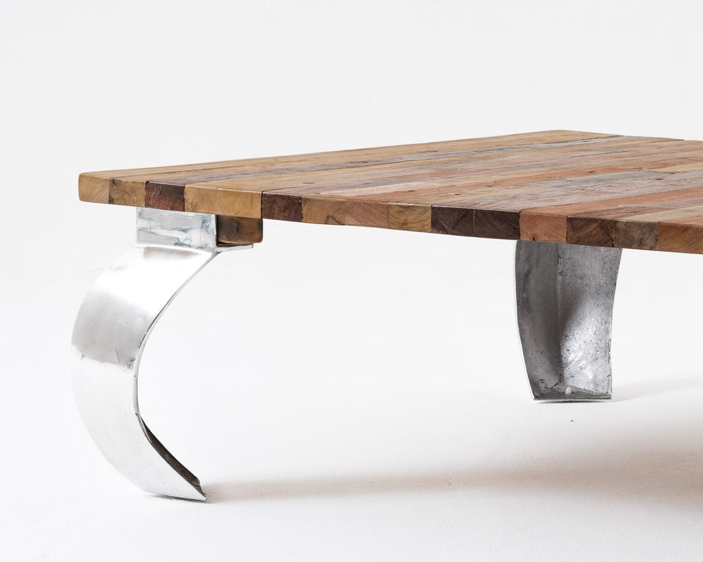 39" Steel And Reclaimed Wood Contemporary Square Coffee Table By Homeroots | Coffee Tables | Modishstore - 5