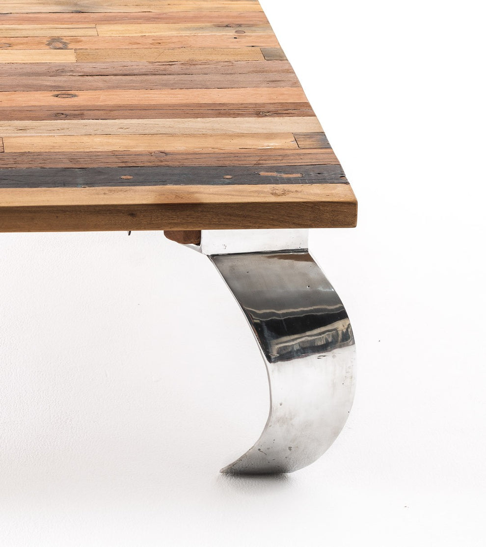 39" Steel And Reclaimed Wood Contemporary Square Coffee Table By Homeroots | Coffee Tables | Modishstore - 7