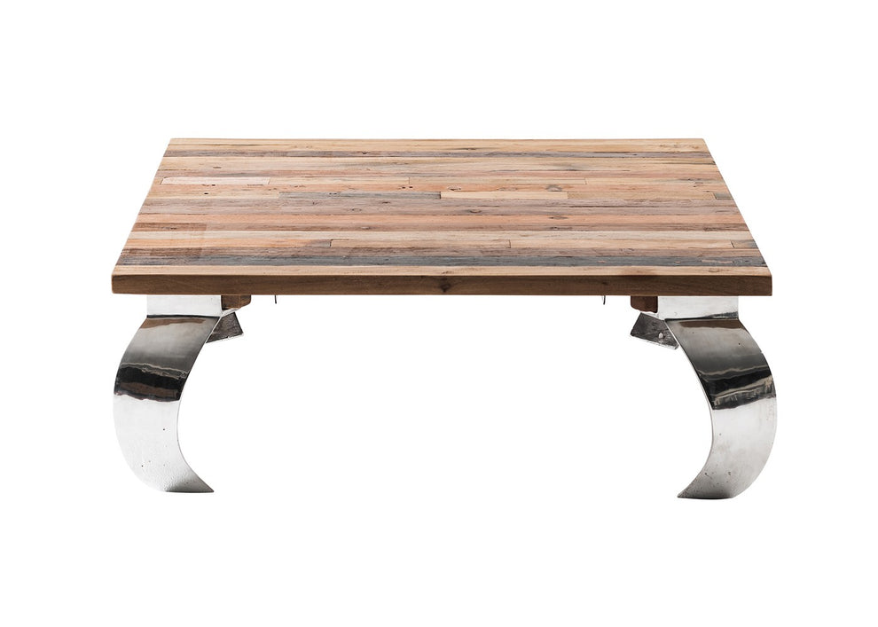 39" Steel And Reclaimed Wood Contemporary Square Coffee Table By Homeroots | Coffee Tables | Modishstore - 2