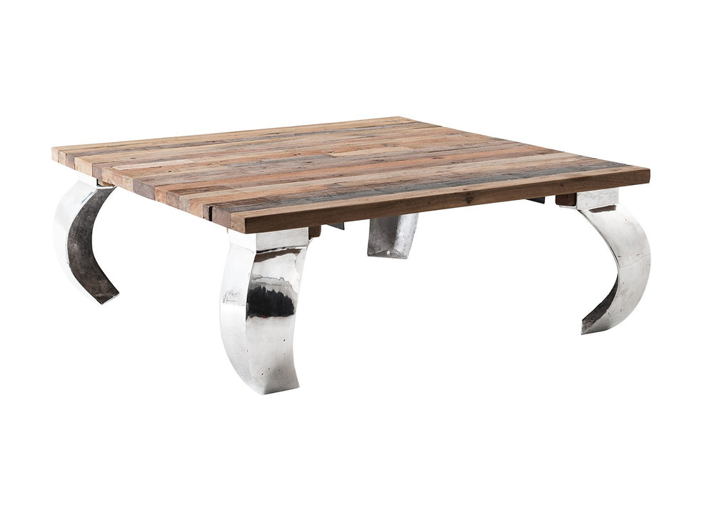 39" Steel And Reclaimed Wood Contemporary Square Coffee Table By Homeroots | Coffee Tables | Modishstore - 3