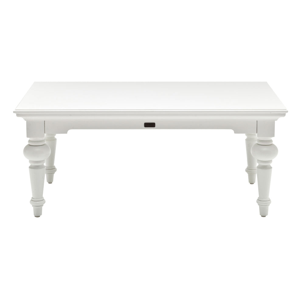 47" Classic White Manufactured Wood And Solid Wood Rectangular Coffee Table By Homeroots | Coffee Tables | Modishstore - 6