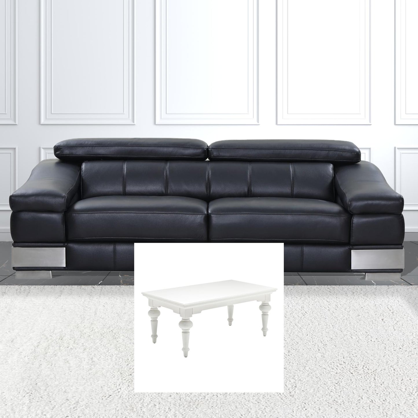 47" Classic White Manufactured Wood And Solid Wood Rectangular Coffee Table By Homeroots | Coffee Tables | Modishstore - 2