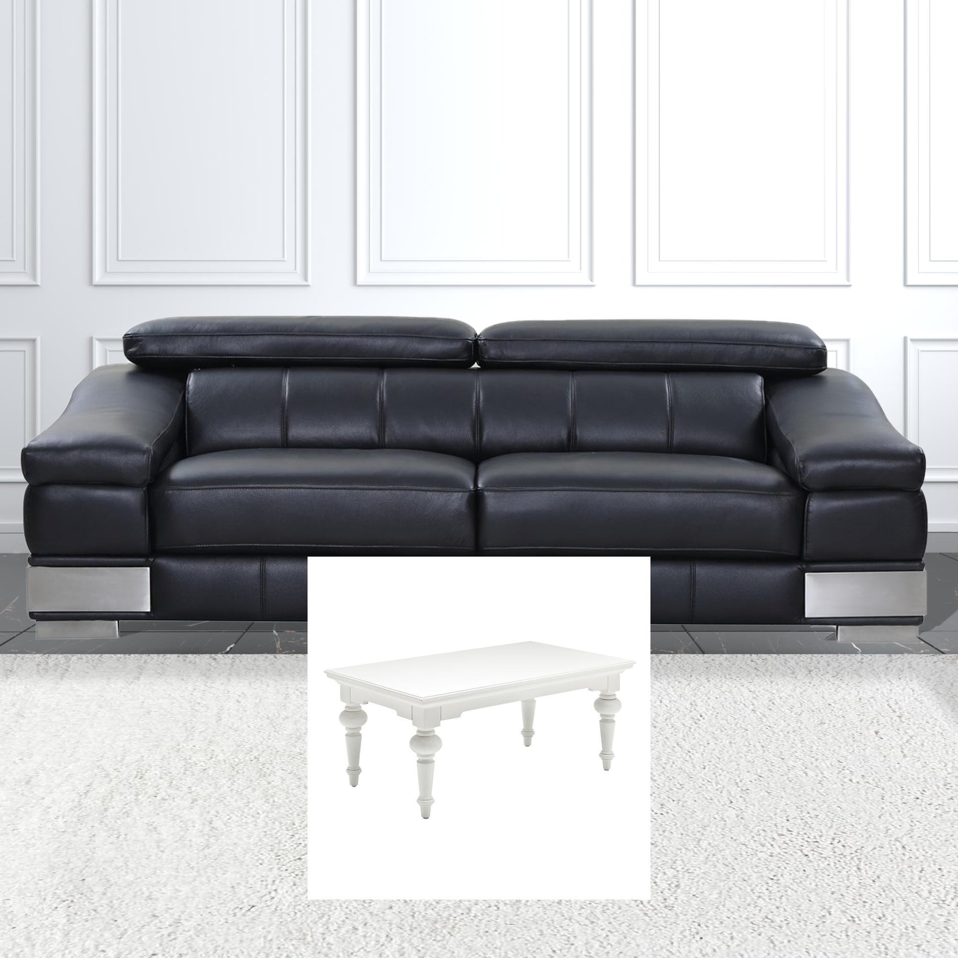 47" Classic White Manufactured Wood And Solid Wood Rectangular Coffee Table By Homeroots | Coffee Tables | Modishstore - 2