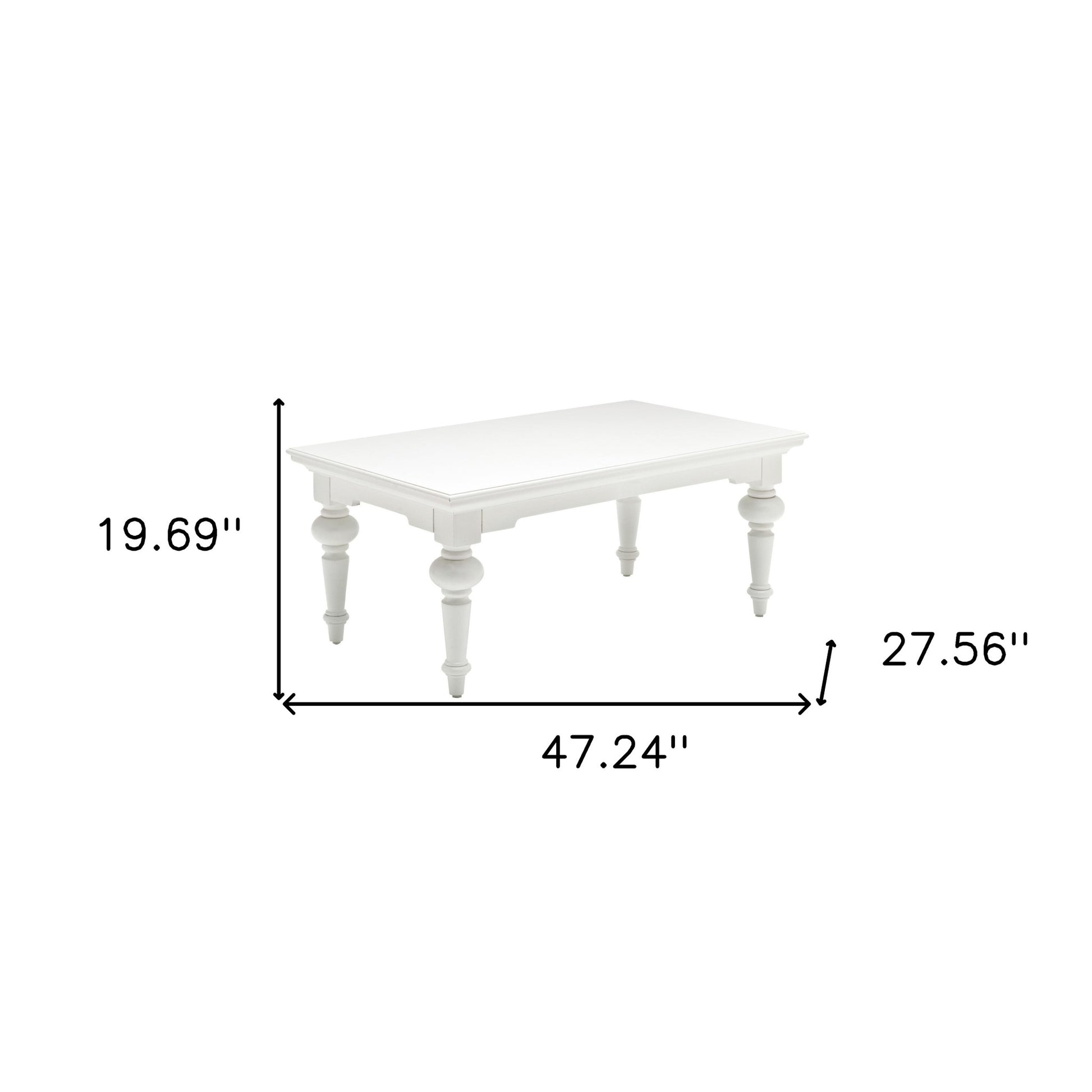 47" Classic White Manufactured Wood And Solid Wood Rectangular Coffee Table By Homeroots | Coffee Tables | Modishstore - 9