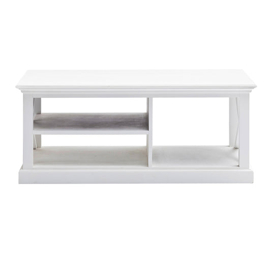 47" White Solid Wood Rectangular Coffee Table With Three Shelves By Homeroots | Coffee Tables | Modishstore