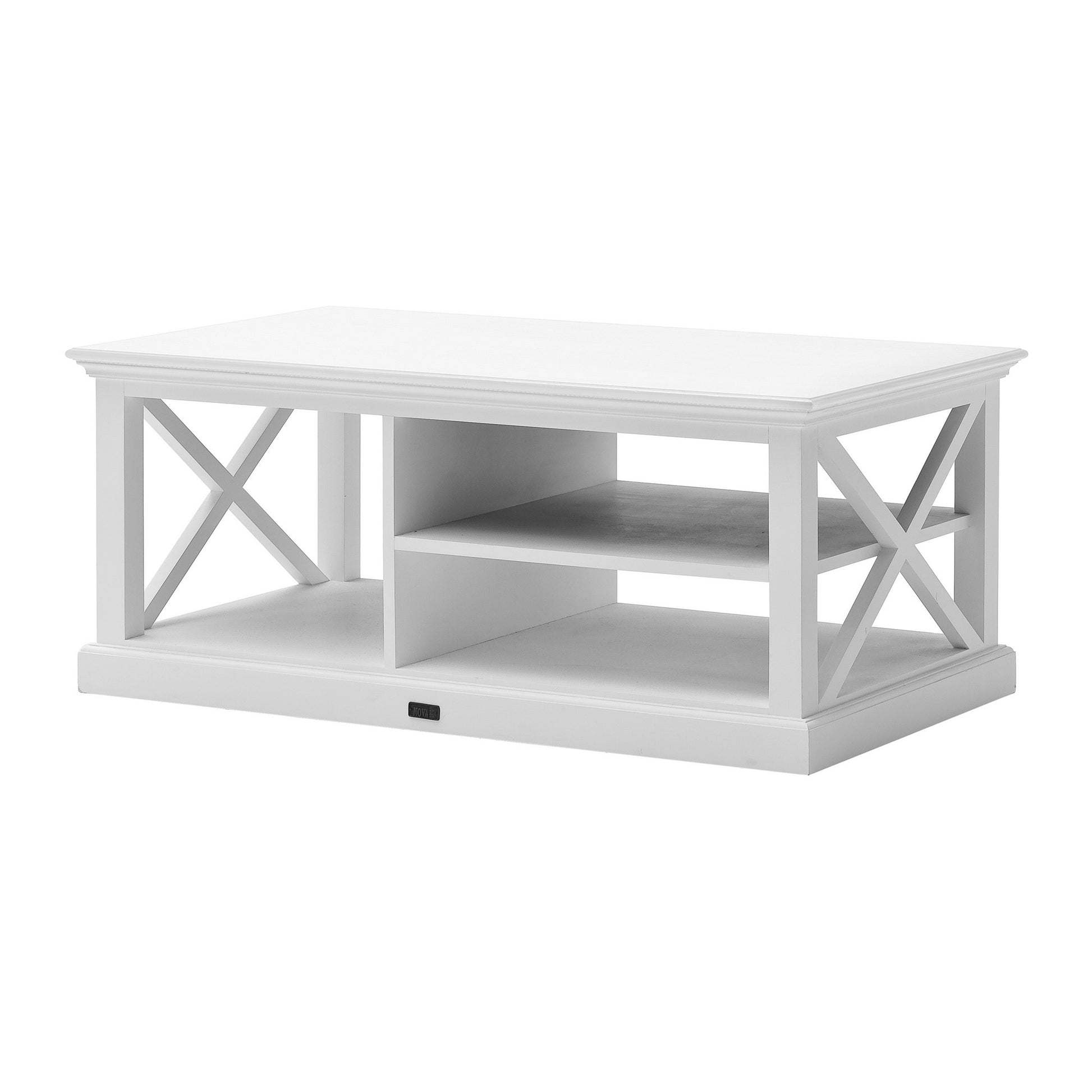 47" White Solid Wood Rectangular Coffee Table With Three Shelves By Homeroots | Coffee Tables | Modishstore - 4