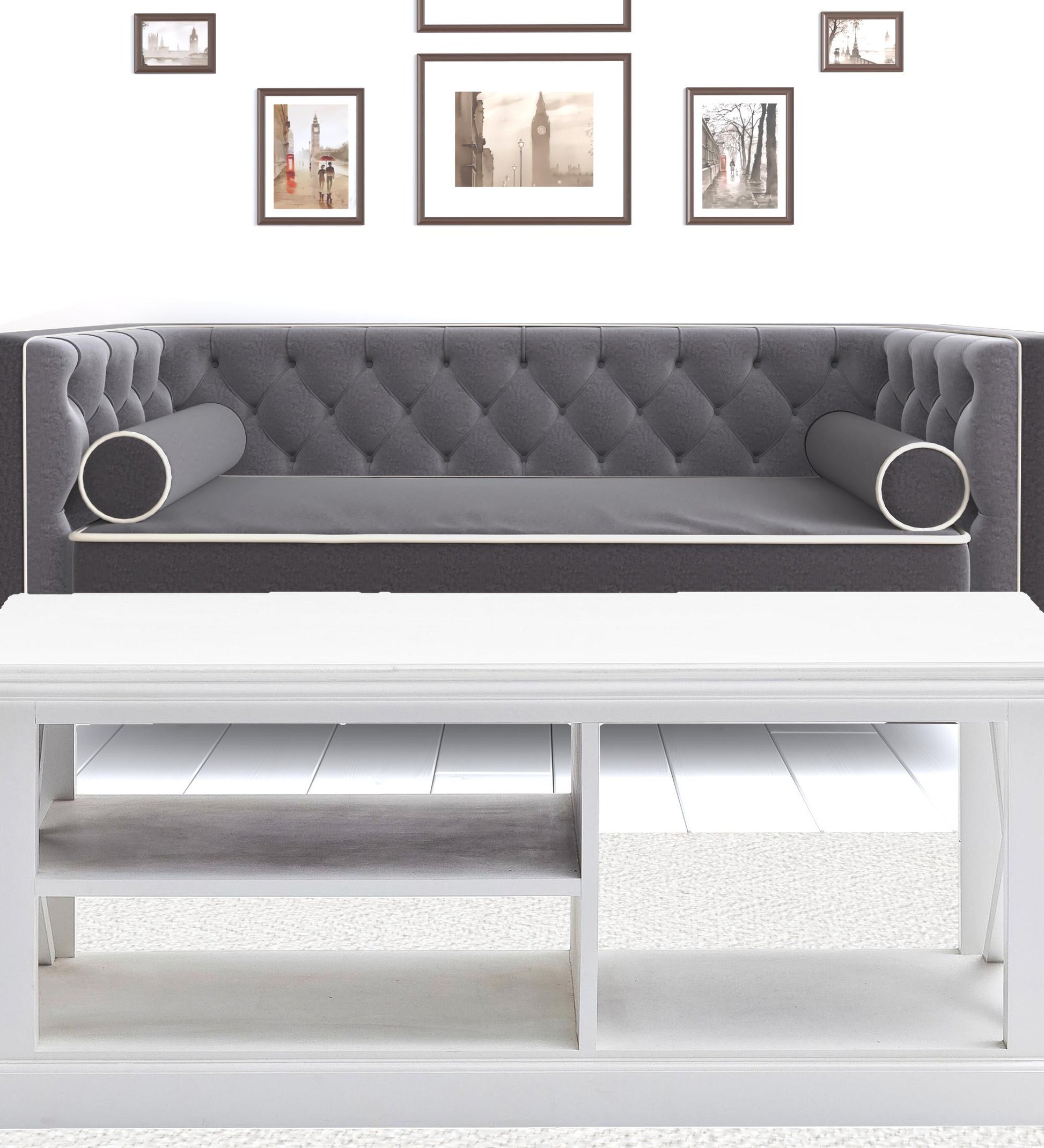 47" White Solid Wood Rectangular Coffee Table With Three Shelves By Homeroots | Coffee Tables | Modishstore - 2