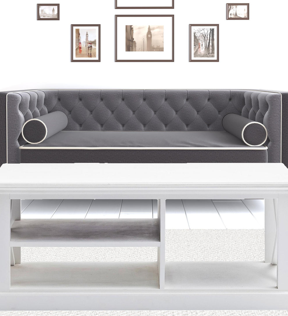 47" White Solid Wood Rectangular Coffee Table With Three Shelves By Homeroots | Coffee Tables | Modishstore - 2