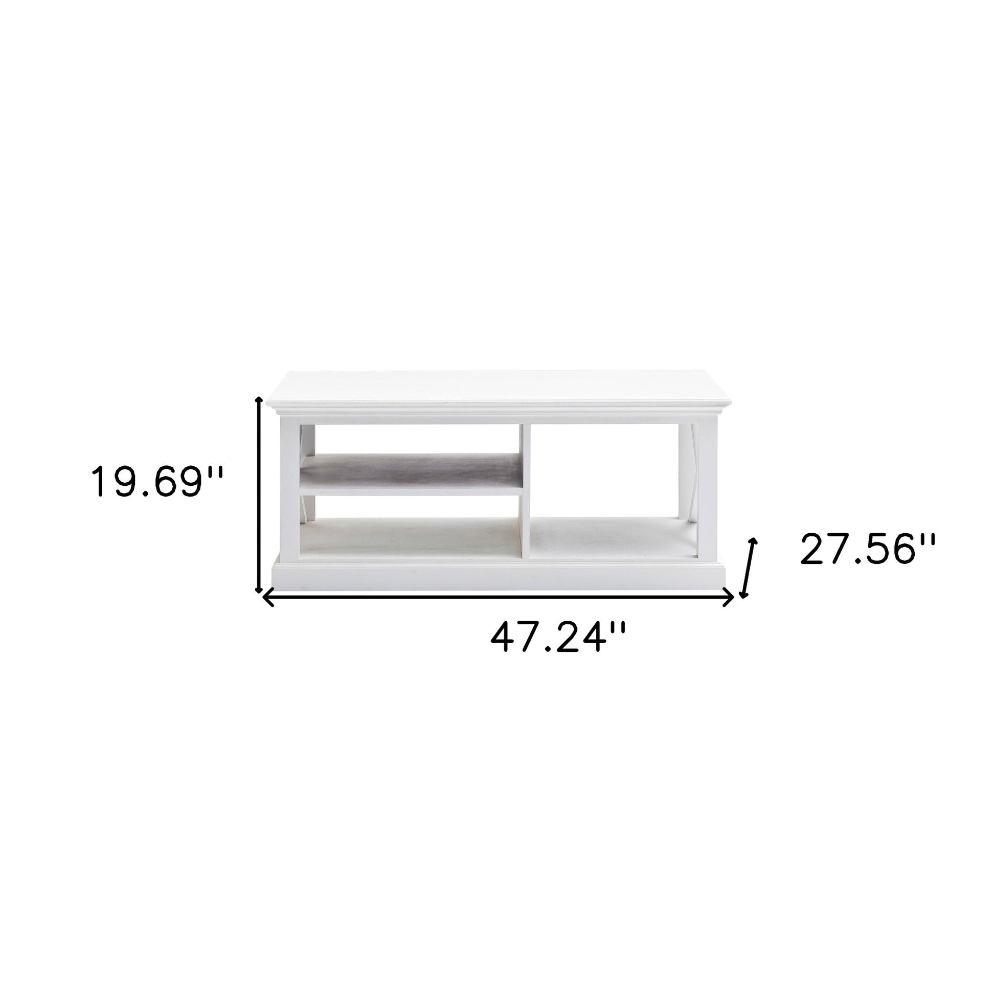 47" White Solid Wood Rectangular Coffee Table With Three Shelves By Homeroots | Coffee Tables | Modishstore - 8
