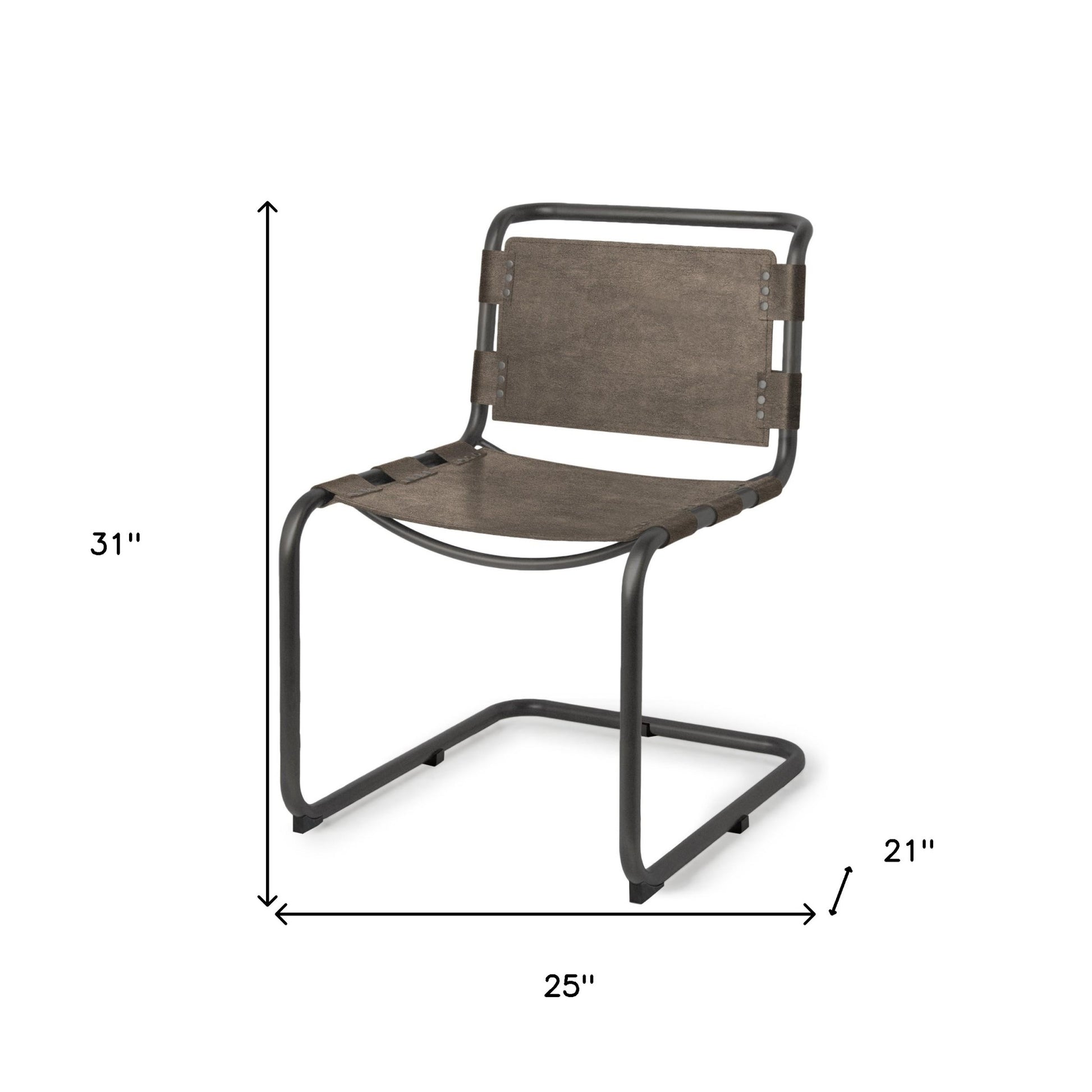 Set Of 2 Dark Brown Leather Dining Or Side Chairs By Homeroots | Dining Chairs | Modishstore - 3
