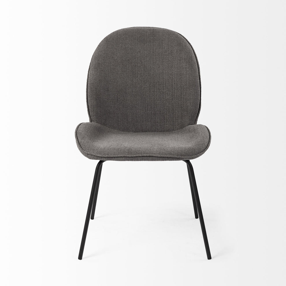 Black And Gray Flaired Seat Fabric Dining Chair By Homeroots | Dining Chairs | Modishstore - 2