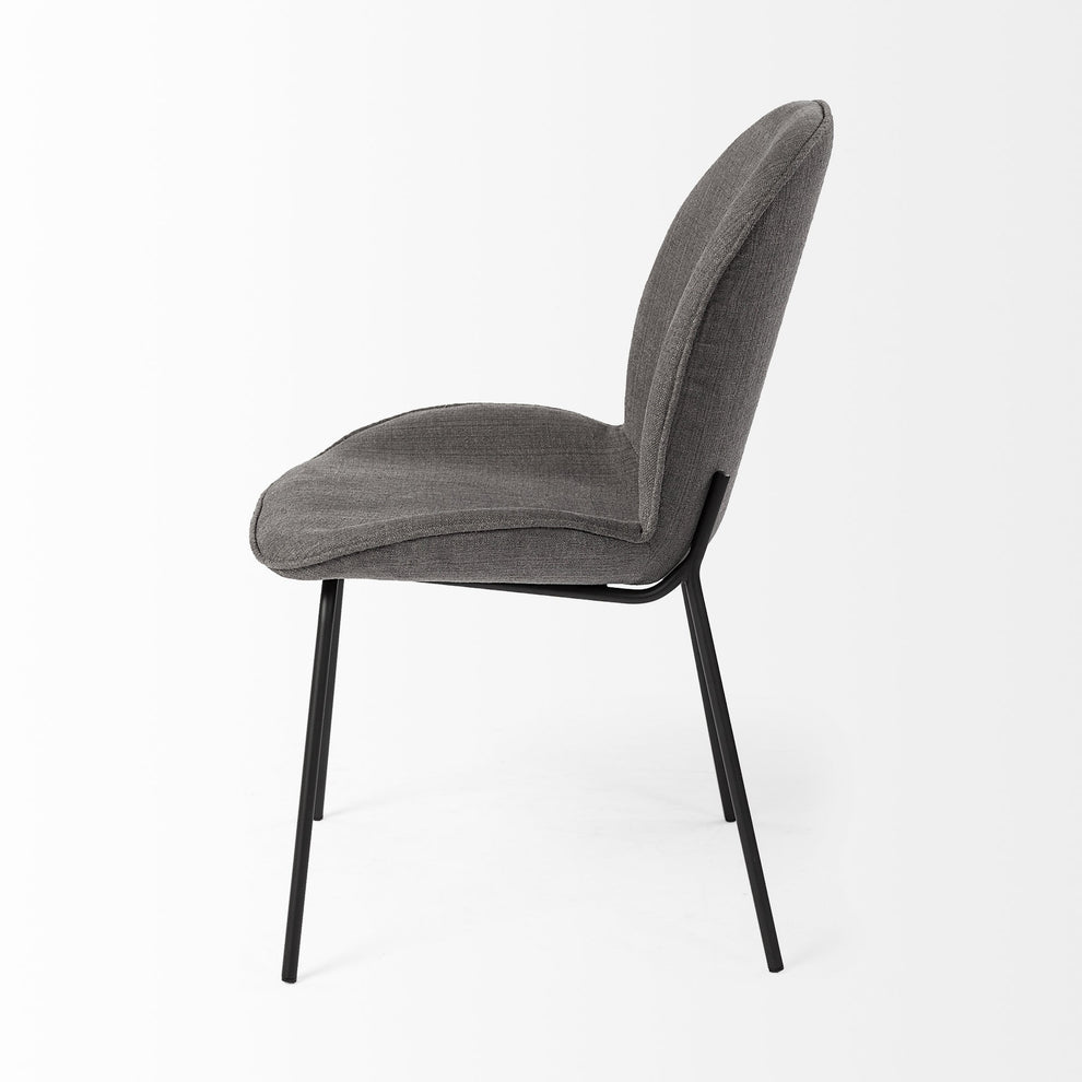 Black And Gray Flaired Seat Fabric Dining Chair By Homeroots | Dining Chairs | Modishstore - 3
