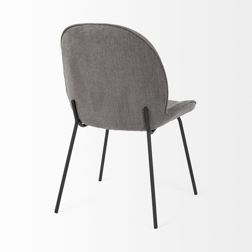 Black And Gray Flaired Seat Fabric Dining Chair By Homeroots | Dining Chairs | Modishstore - 5