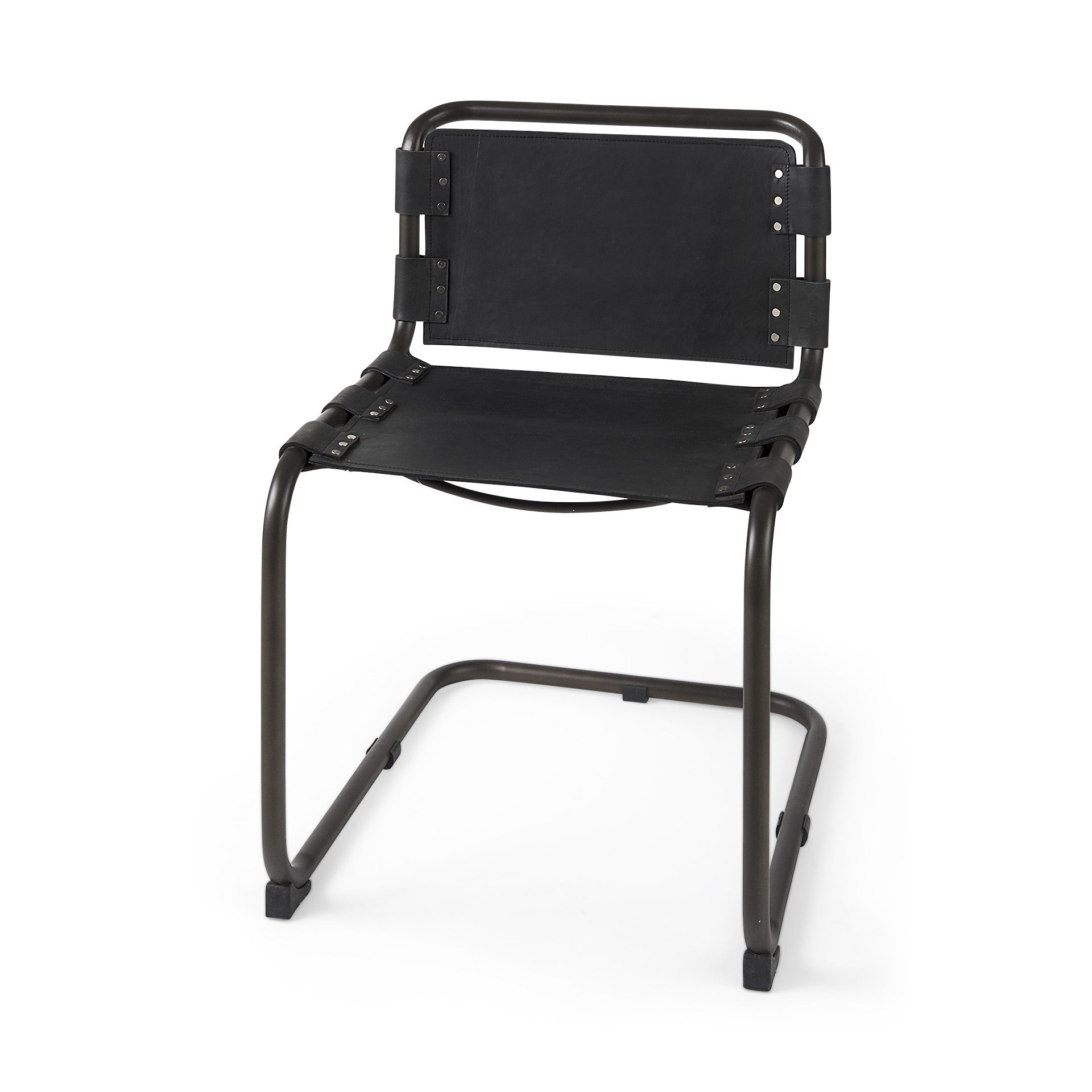 Set Of 2 Black Leather Dining Or Side Chairs By Homeroots | Dining Chairs | Modishstore