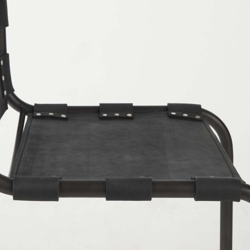 Set Of 2 Black Leather Dining Or Side Chairs By Homeroots | Dining Chairs | Modishstore - 8