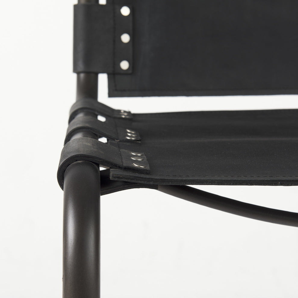 Set Of 2 Black Leather Dining Or Side Chairs By Homeroots | Dining Chairs | Modishstore - 9