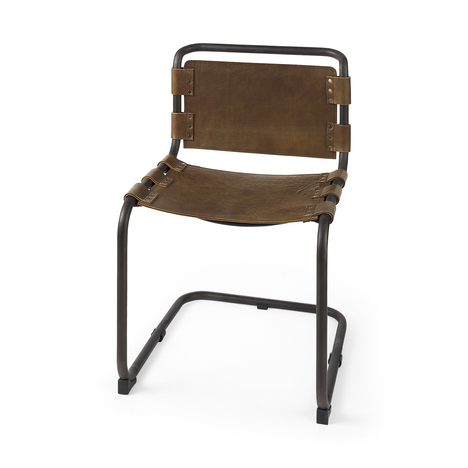 Set Of 2 Light Brown Leather Dining Or Side Chairs By Homeroots | Dining Chairs | Modishstore