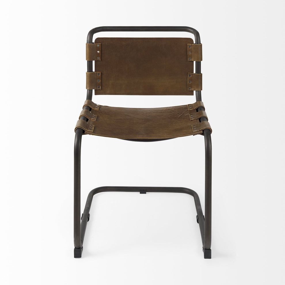 Set Of 2 Light Brown Leather Dining Or Side Chairs By Homeroots | Dining Chairs | Modishstore - 2