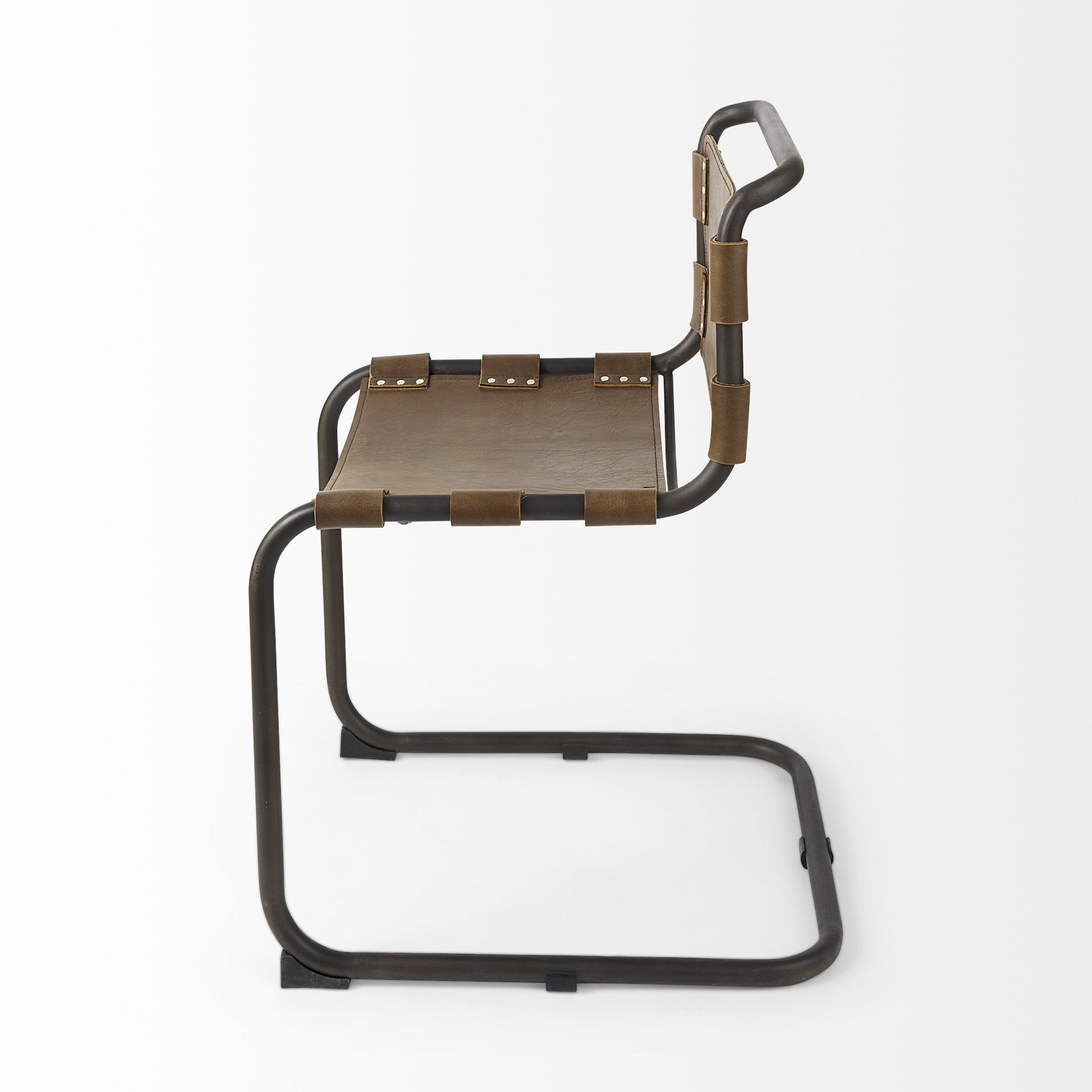 Set Of 2 Light Brown Leather Dining Or Side Chairs By Homeroots | Dining Chairs | Modishstore - 3