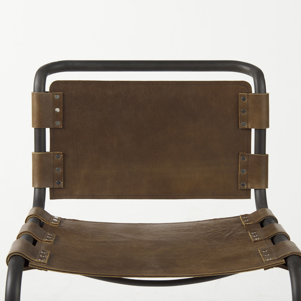 Set Of 2 Light Brown Leather Dining Or Side Chairs By Homeroots | Dining Chairs | Modishstore - 6