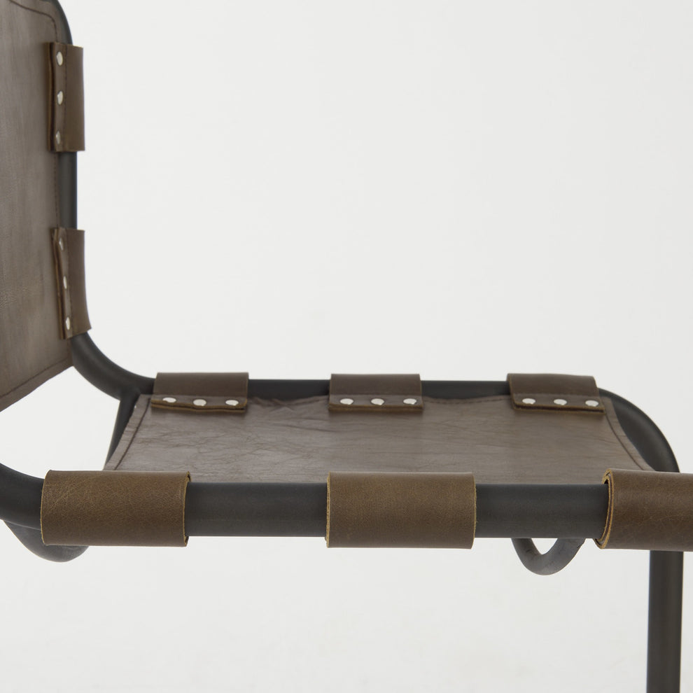 Set Of 2 Light Brown Leather Dining Or Side Chairs By Homeroots | Dining Chairs | Modishstore - 8