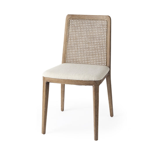 Light Natural And Cream Uholstery And Cane Armless Dining Chair By Homeroots | Dining Chairs | Modishstore