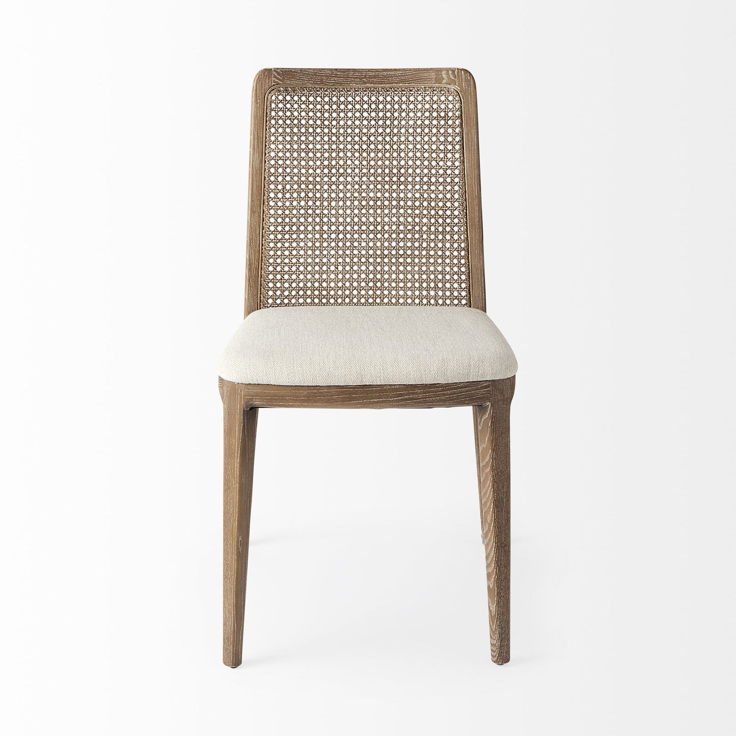 Light Natural And Cream Uholstery And Cane Armless Dining Chair By Homeroots | Dining Chairs | Modishstore - 2