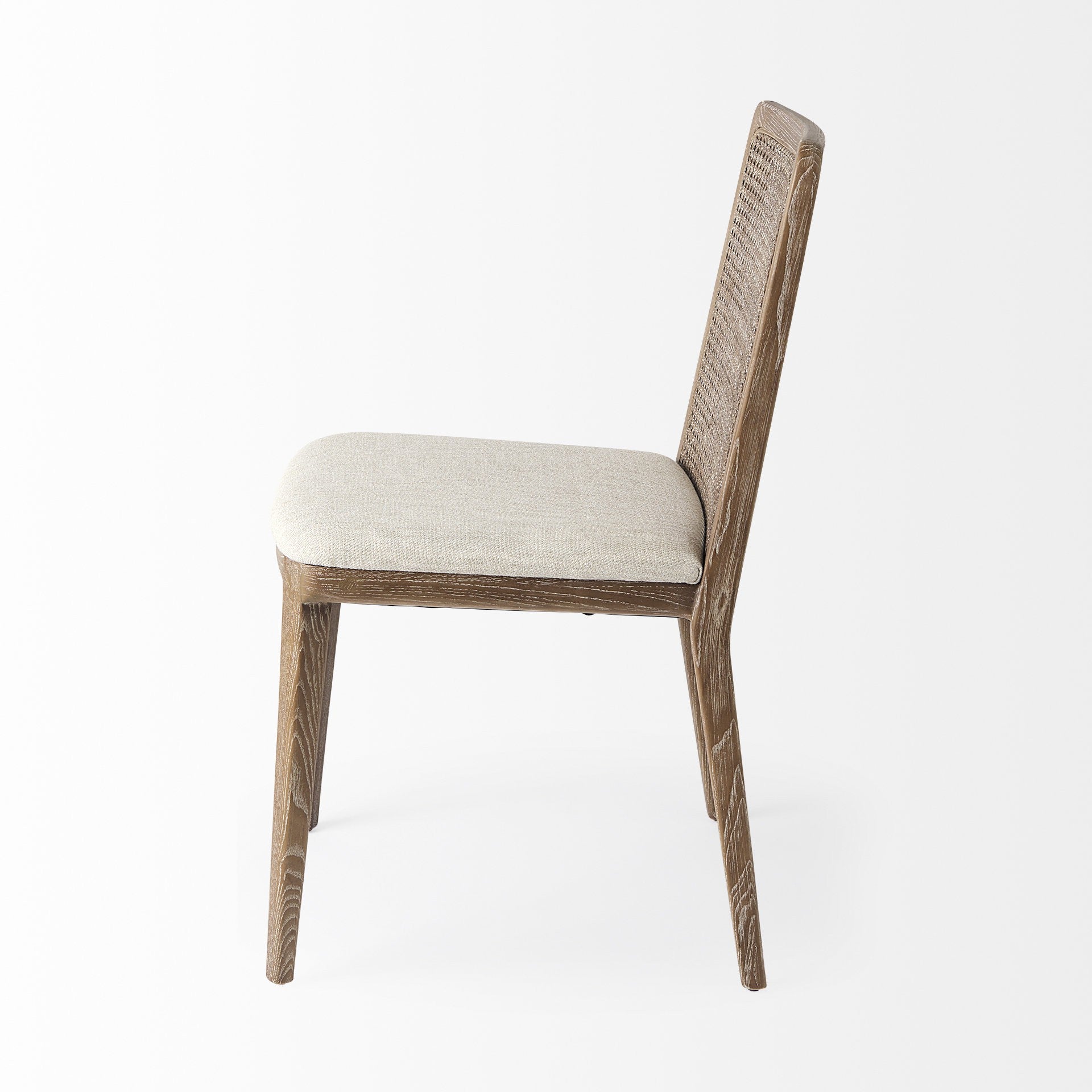 Light Natural And Cream Uholstery And Cane Armless Dining Chair By Homeroots | Dining Chairs | Modishstore - 3