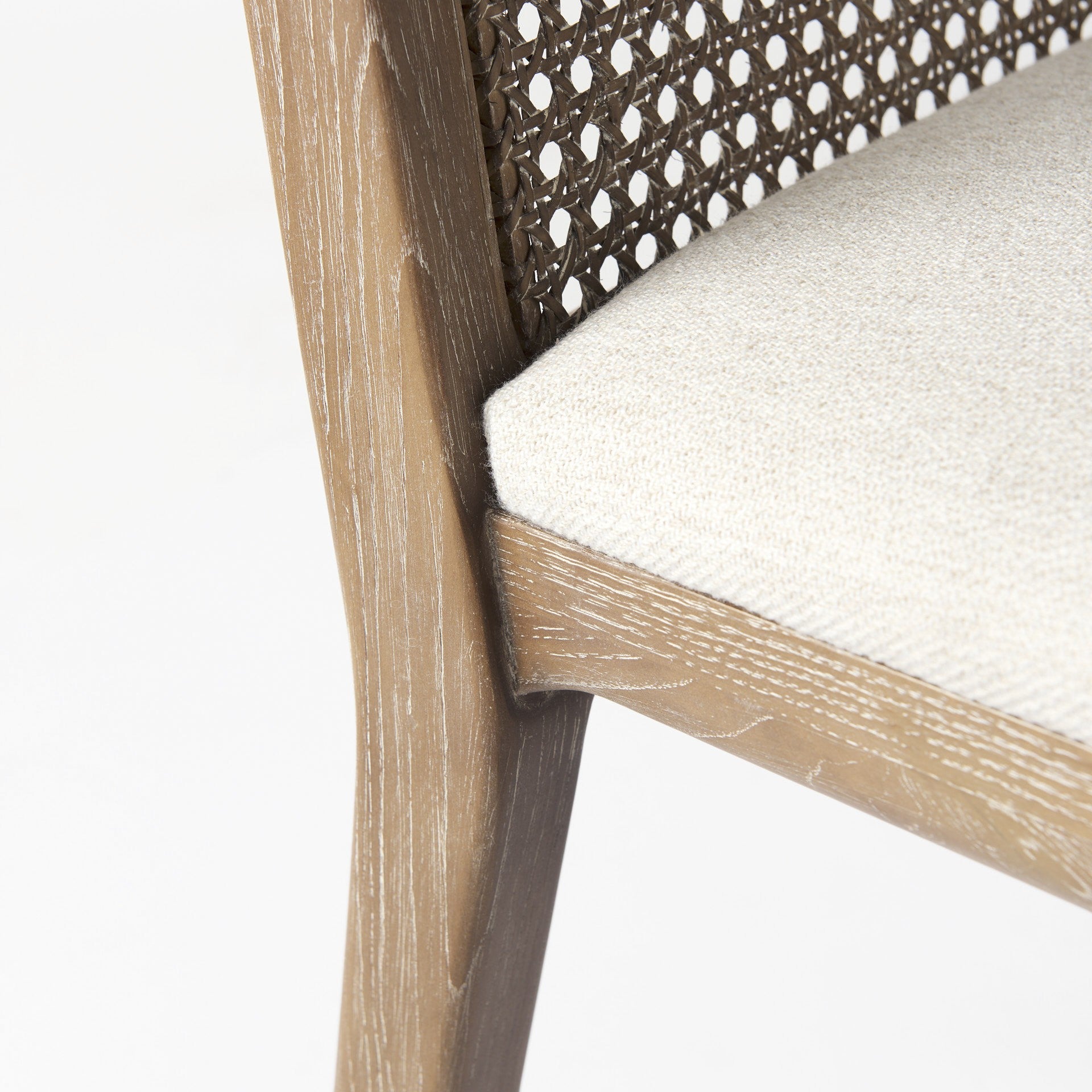 Light Natural And Cream Uholstery And Cane Armless Dining Chair By Homeroots | Dining Chairs | Modishstore - 8