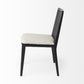 Black And Cream Uholstery And Cane Armless Dining Chair By Homeroots | Dining Chairs | Modishstore - 3