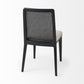 Black And Cream Uholstery And Cane Armless Dining Chair By Homeroots | Dining Chairs | Modishstore - 5