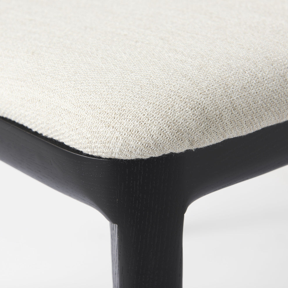 Black And Cream Uholstery And Cane Armless Dining Chair By Homeroots | Dining Chairs | Modishstore - 7