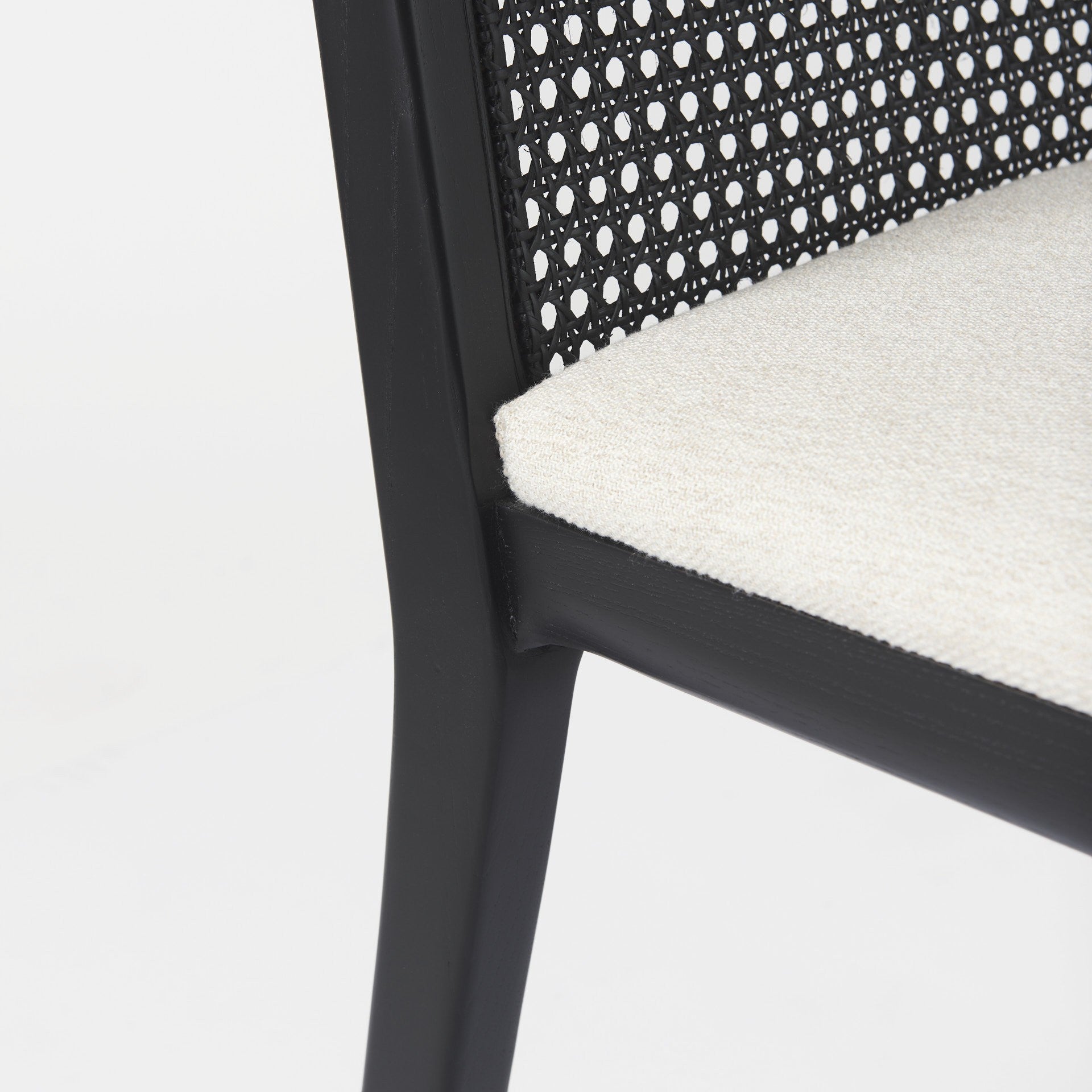 Black And Cream Uholstery And Cane Armless Dining Chair By Homeroots | Dining Chairs | Modishstore - 8