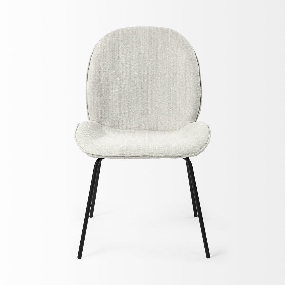 Black And White Flaired Seat Fabric Dining Chair By Homeroots | Dining Chairs | Modishstore - 2