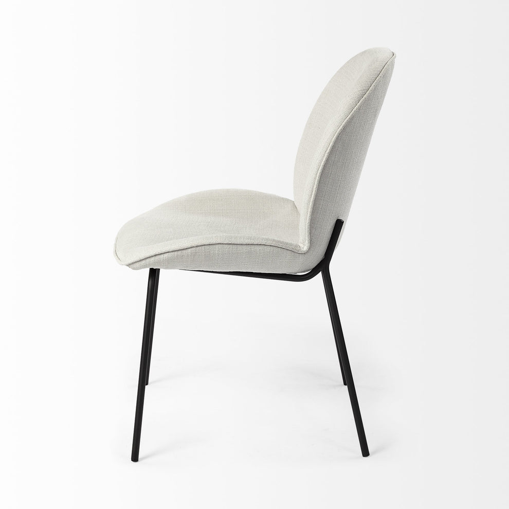 Black And White Flaired Seat Fabric Dining Chair By Homeroots | Dining Chairs | Modishstore - 3