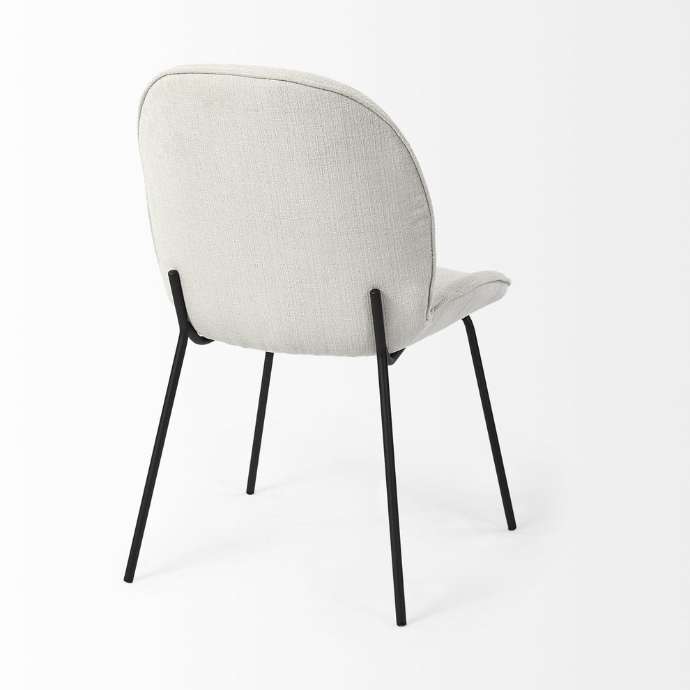 Black And White Flaired Seat Fabric Dining Chair By Homeroots | Dining Chairs | Modishstore - 5