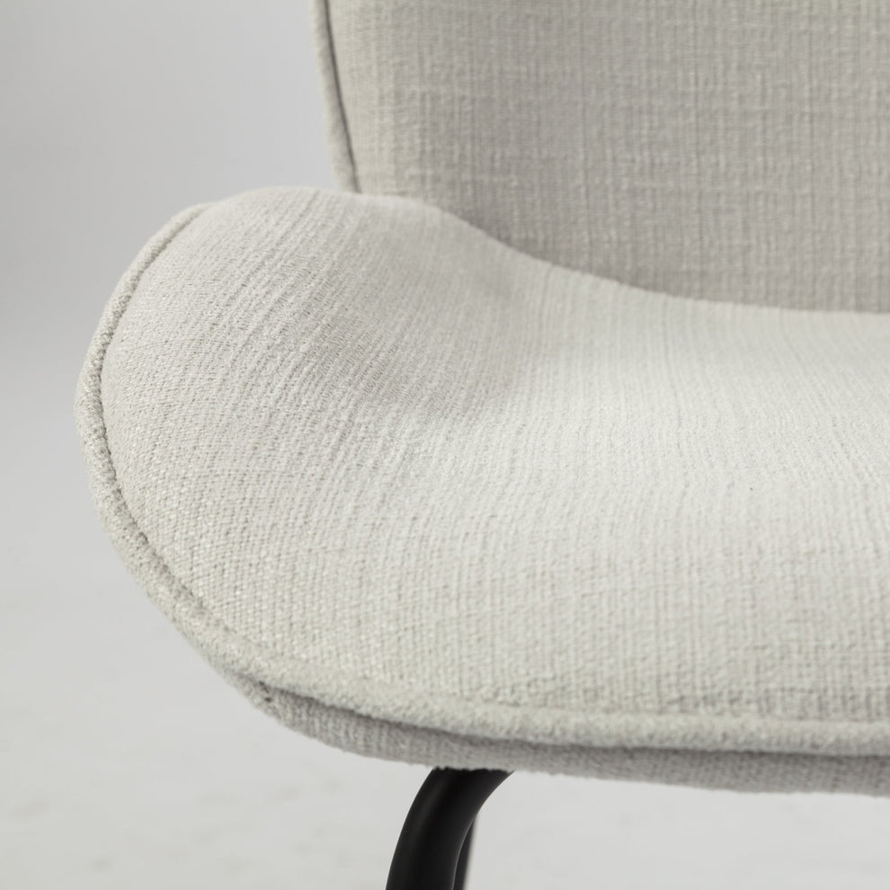 Black And White Flaired Seat Fabric Dining Chair By Homeroots | Dining Chairs | Modishstore - 7